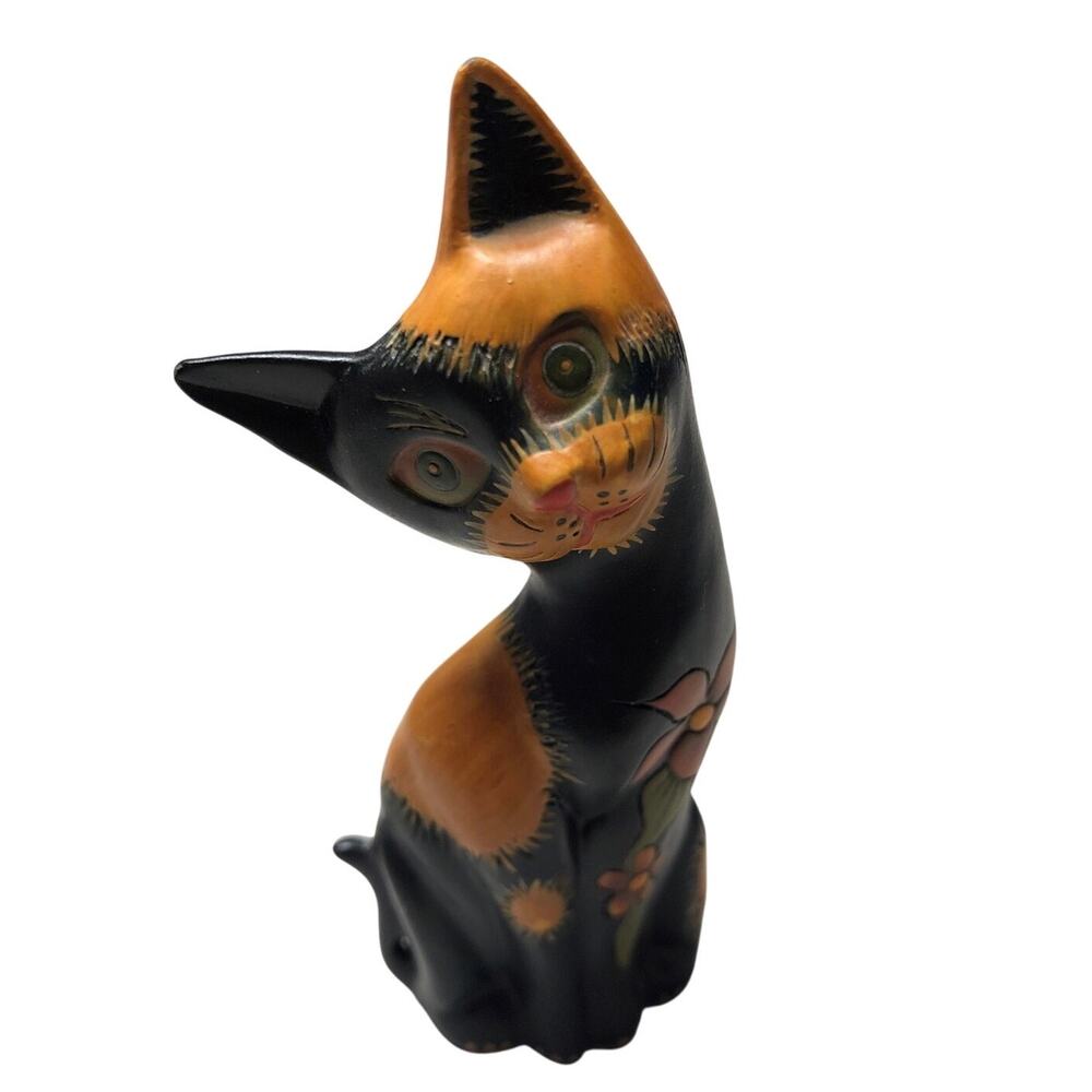 Forest Friend Cat Hand Painted Beautiful whimsical 4”